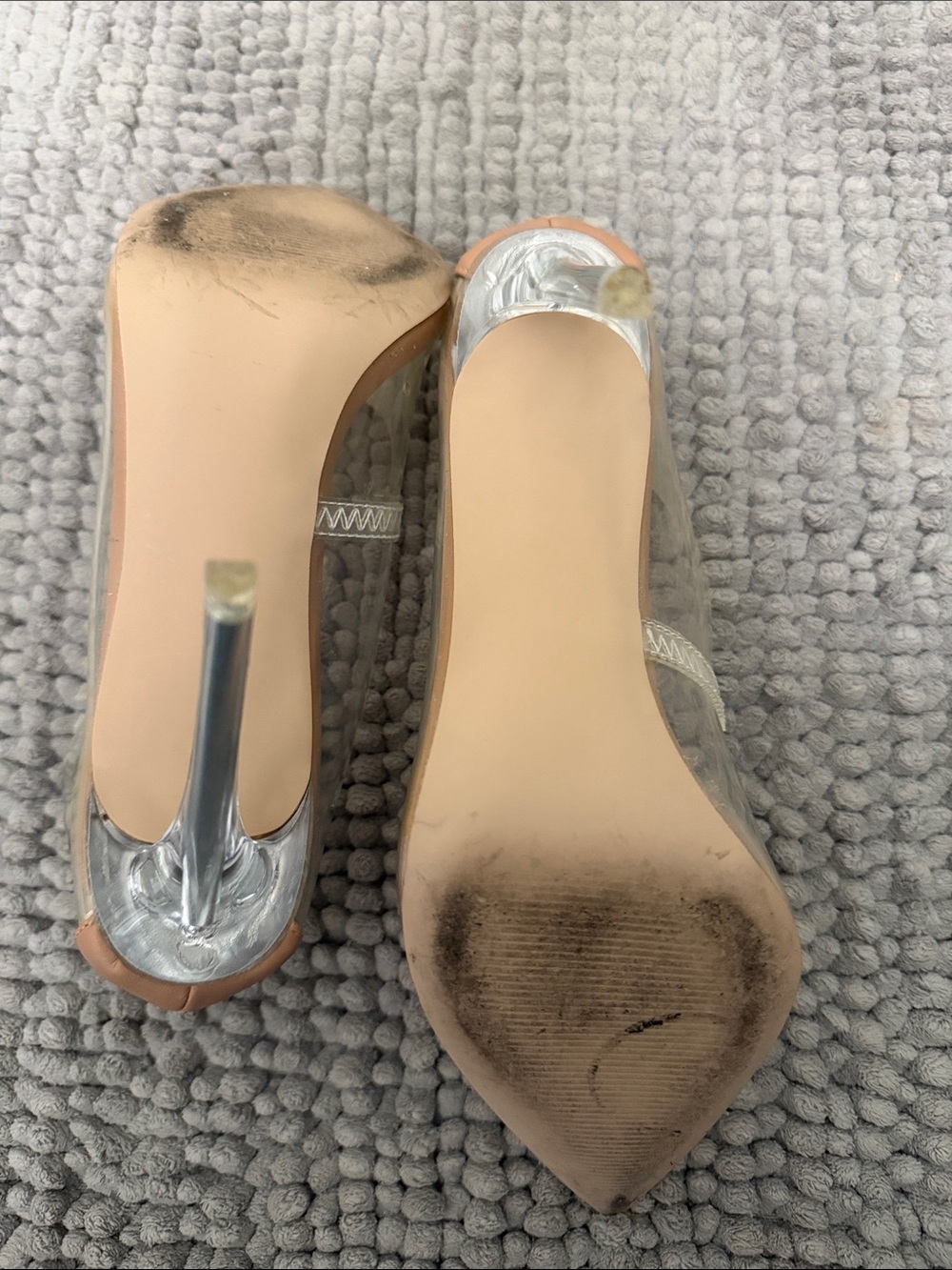 Steve Madden Nude Patent Pointed-Toe Pumps with Clear Panels - Picture 4 of 5